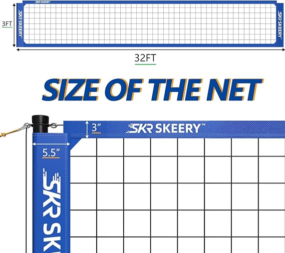 Outdoor Heavy Duty Volleyball Net Set, Anti-Sag Design, Adjustable Aluminum Poles, Portable Volleyball Net for Backyard,Grass and Beach